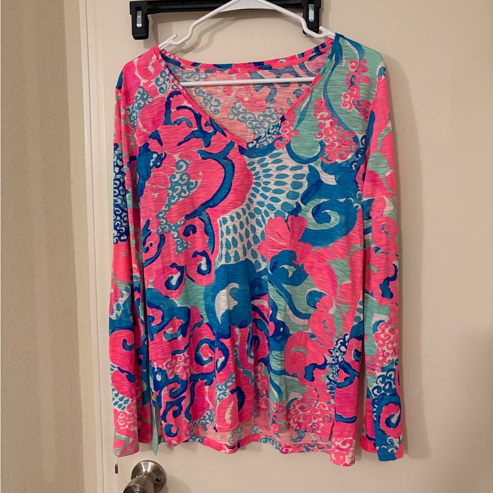 Lilly Pulitzer jenny coral reef I’m so jelly hot pink size small hot pink shirt